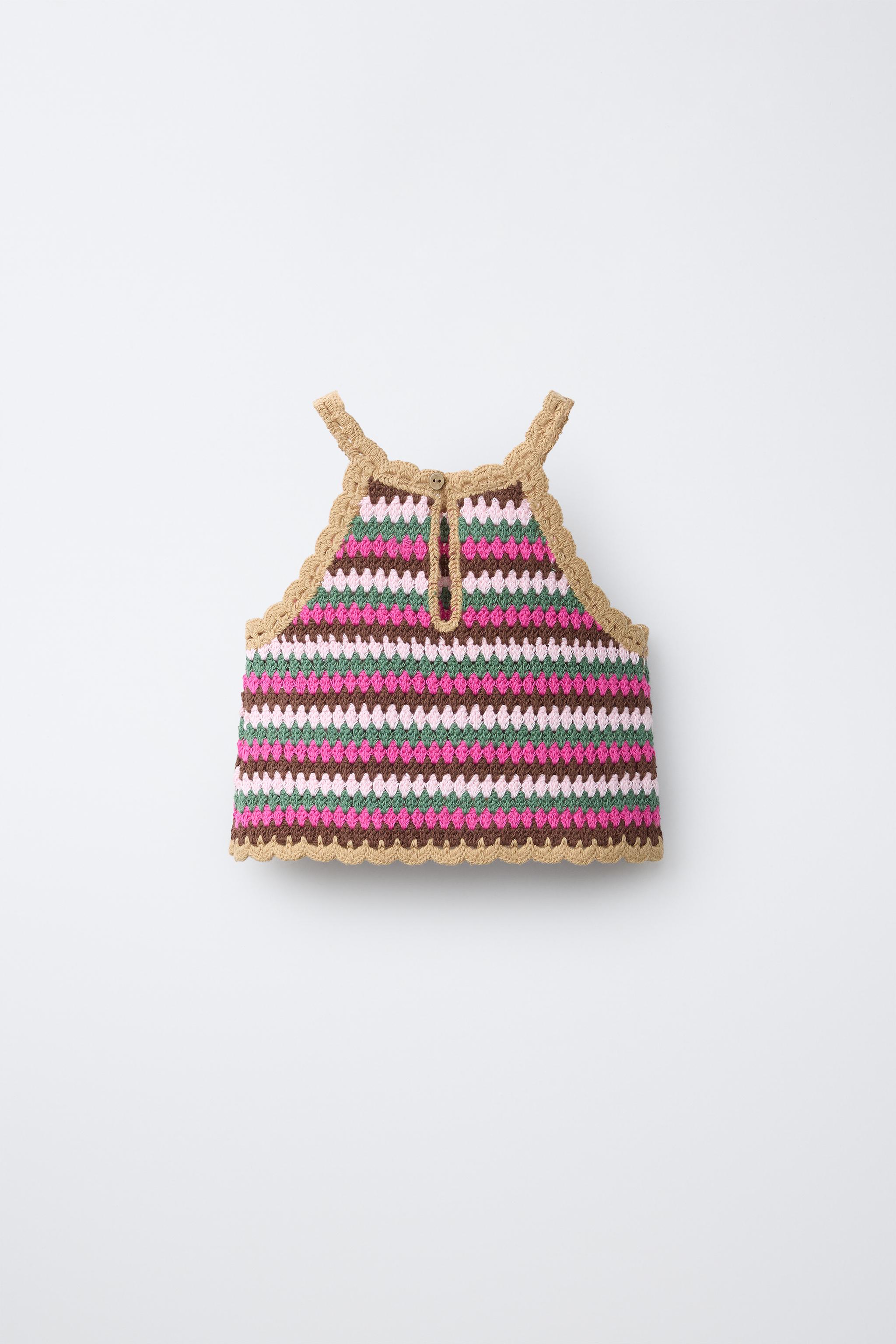 STRIPED CROCHET KNIT TOP